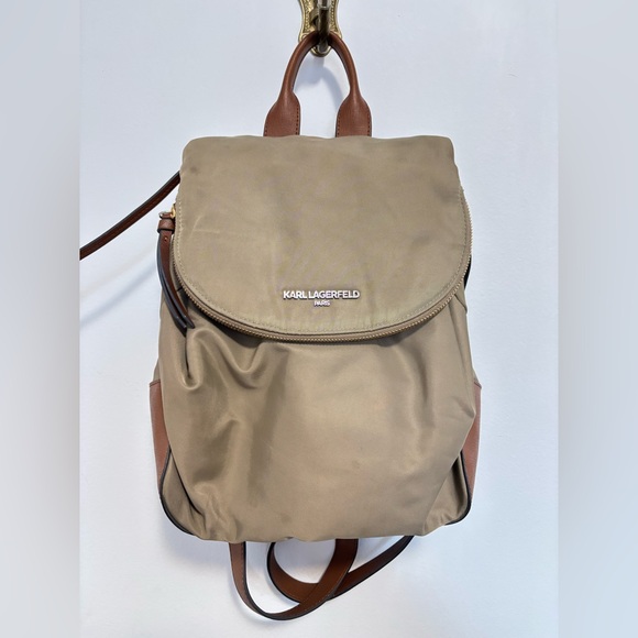 Handbags - Karl Lagerfeld Paris drawstring backpack in tan and brown